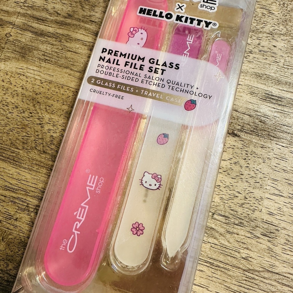 The Creme Shop x Hello Kitty Premium Glass Nail File Set, 2 Files w‎ Travel Case